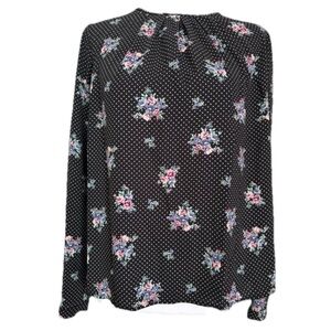 Forever 21 Size Small Black Flowers and Dots Top